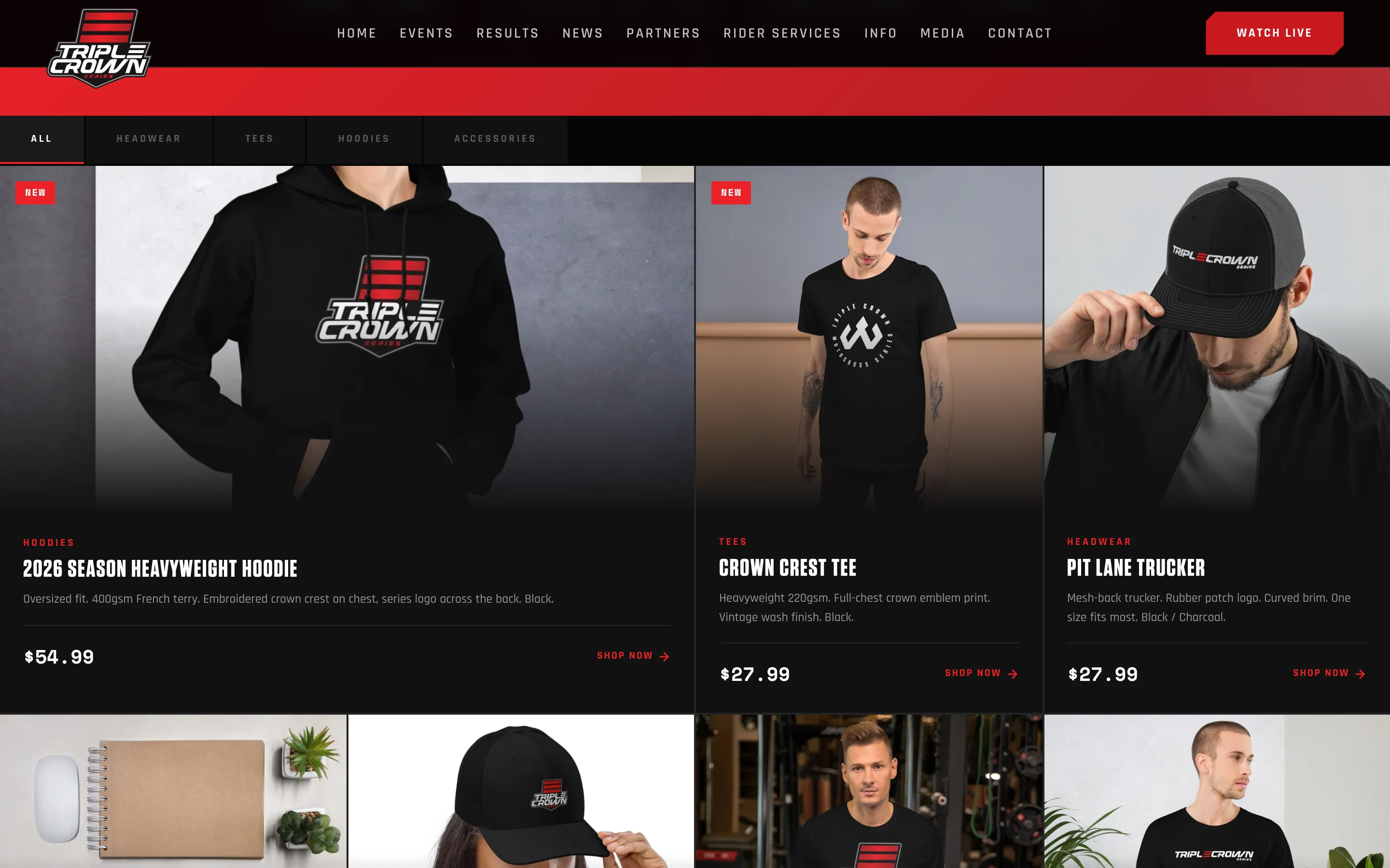 TCS Merch product grid